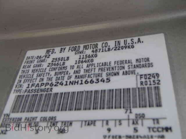 1992 FORD TBIRD - VIN: 1FAPP6241NH166345 - Фото 10