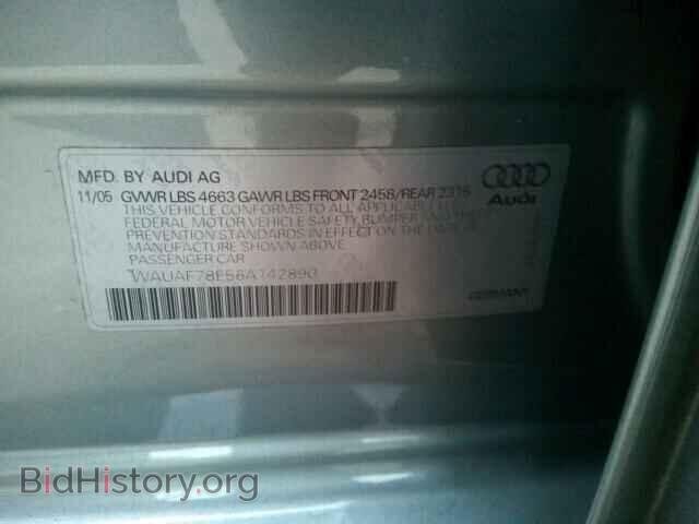 2006 AUDI A4 - VIN: WAUAF78E56A142890 - Фото 9
