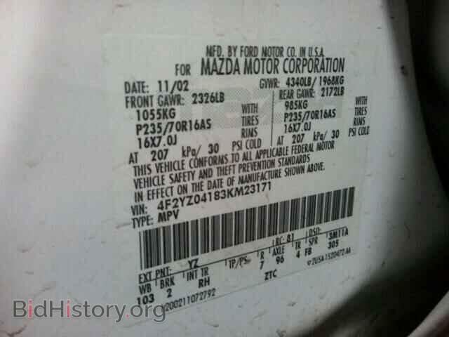 2003 MAZDA TRIBUTE - VIN: 4F2YZ04183KM23171 - Фото 10