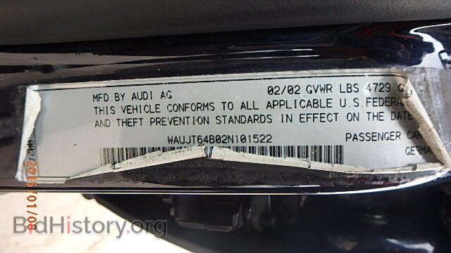 2002 AUDI A6 - VIN: WAUJT64B02N101522 - Photo 9