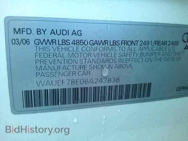 2006 AUDI A4 - VIN: WAUEF78E06A247838 - Фото 9