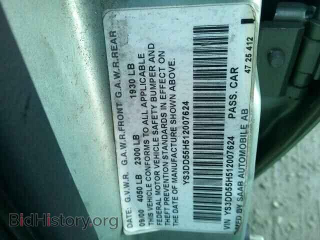2001 SAAB 9 3 - VIN: YS3DD55H512007624 - Photo 9