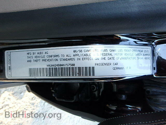 1998 AUDI A6 - VIN: WAUAA24B0WN157500 - Фото 9