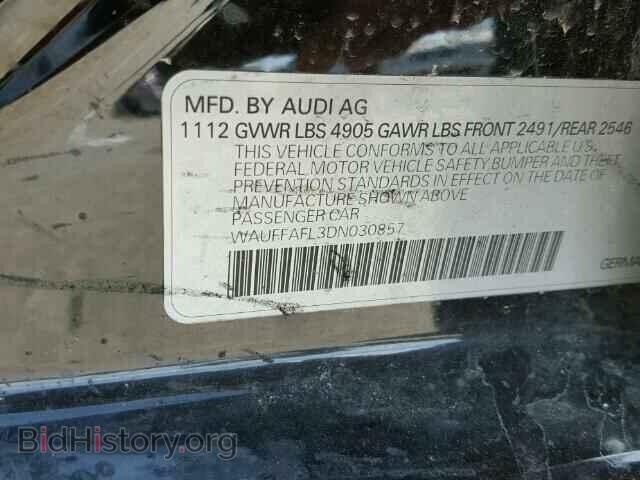 2013 AUDI A4 - VIN: WAUFFAFL3DN030857 - Фото 9