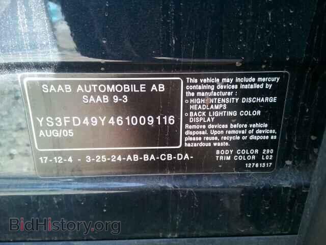 2006 SAAB 9 3 - VIN: YS3FD49Y461009116 - Фото 10