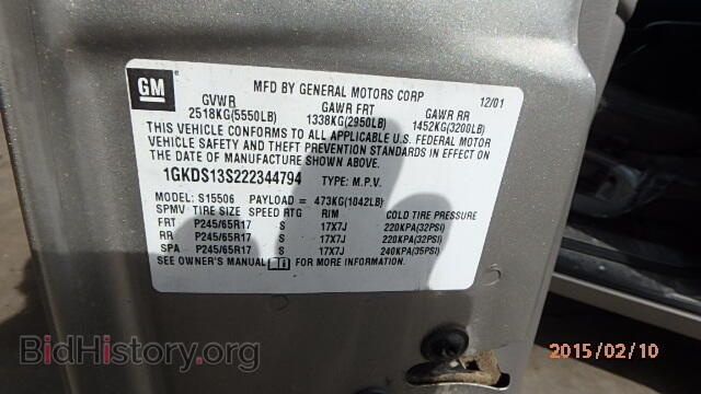 2002 GMC ENVOY - VIN: 1GKDS13S222344794 - Фото 9