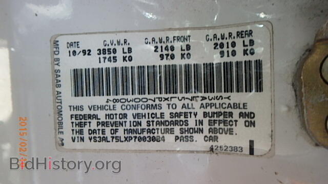 1993 SAAB 900 - VIN: YS3AL75LXP7003084 - Фото 9
