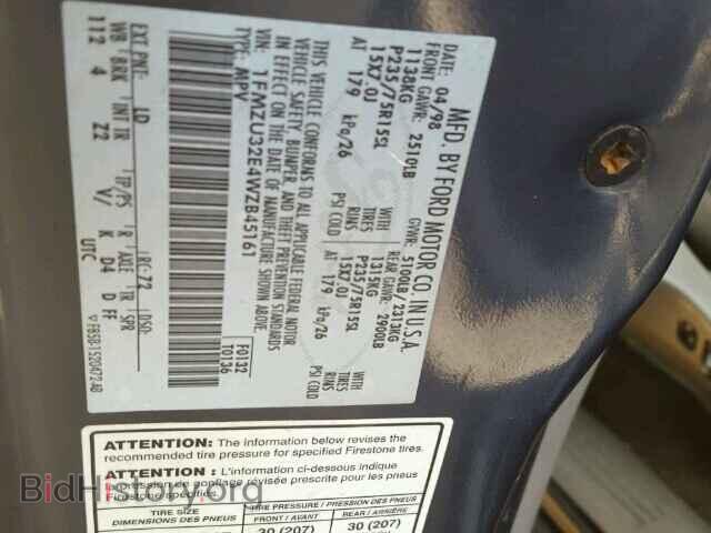 1998 FORD EXPLORER - VIN: 1FMZU32E4WZB45161 - Фото 10