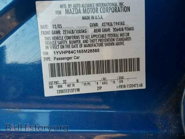 2006 MAZDA 6 - VIN: 1YVHP84C165M28585 - Фото 9