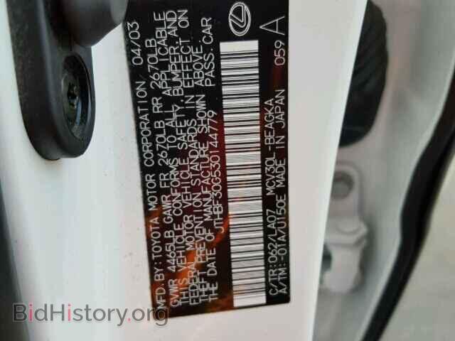 2003 LEXUS ES300 - VIN: JTHBF30G530144779 - Фото 10