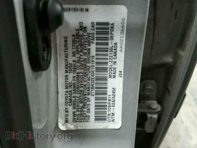 2003 TOYOTA COROLLA - VIN: 2T1BR32E43C101819 - Photo 10