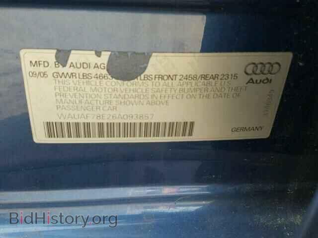 2006 AUDI A4 - VIN: WAUAF78E26A093857 - Photo 9