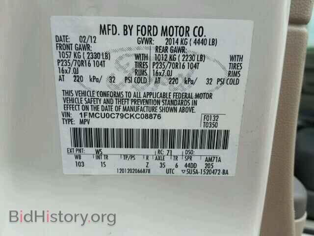 2012 FORD ESCAPE - VIN: 1FMCU0C79CKC08876 - Фото 9