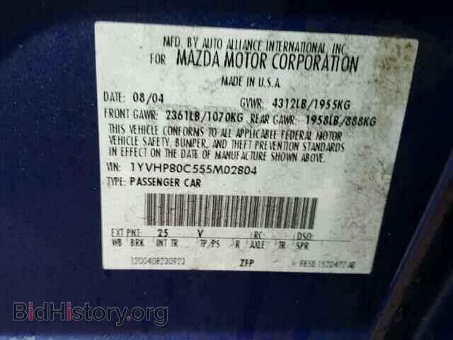 2005 MAZDA 6 - VIN: 1YVHP80C555M02804 - Фото 10