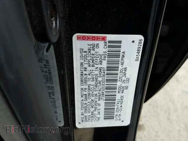 2003 TOYOTA COROLLA - VIN: JTDBR32E830036497 - Фото 10