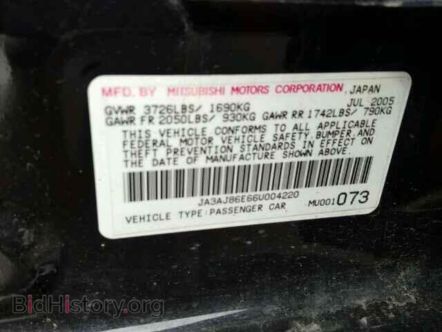 2006 MITSUBISHI LANCER - VIN: JA3AJ86E66U004220 - Фото 10