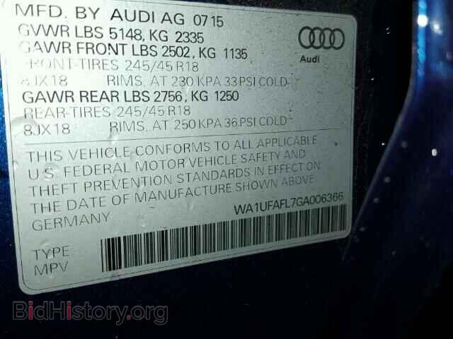 2016 AUDI A4 - VIN: WA1UFAFL7GA006366 - Фото 9