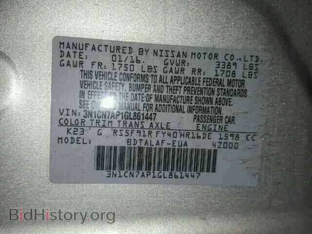2016 NISSAN VERSA - VIN: 3N1CN7AP1GL861447 - Photo 10