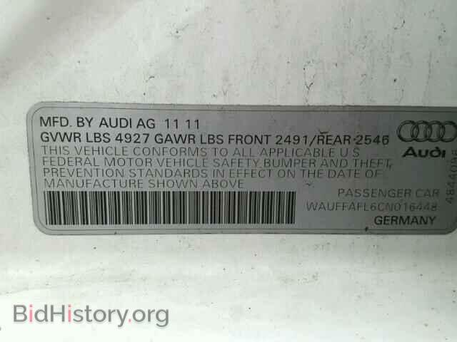 2012 AUDI A4 - VIN: WAUFFAFL6CN016448 - Фото 10