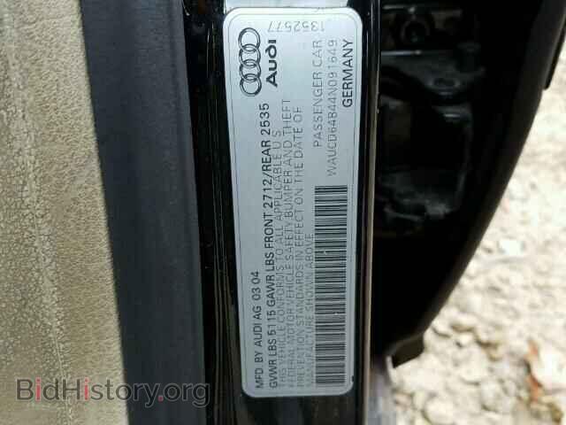 2004 AUDI A6 - VIN: WAUCD64B44N091649 - Photo 10