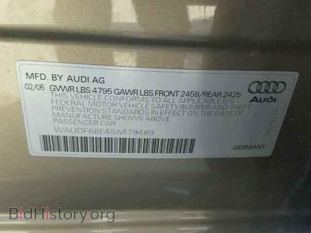 2005 AUDI A4 - VIN: WAUDF68E45A479489 - Фото 9