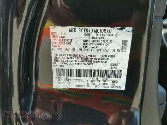 2011 FORD ESCAPE - VIN: 1FMCU0E72BKB46622 - Фото 10