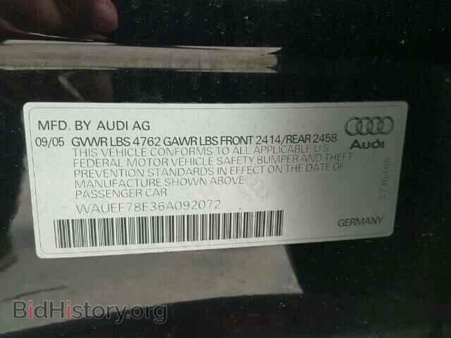 2006 AUDI A4 - VIN: WAUEF78E36A092072 - Фото 10