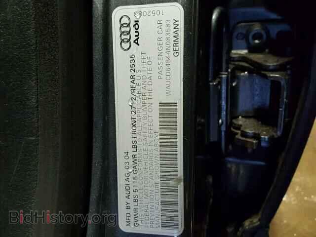 2004 AUDI A6 - VIN: WAUCD64B44N083583 - Фото 10