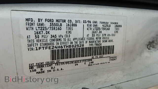 1996 FORD ECONOLINE - VIN: 1FTFE24H6THB02528 - Фото 9