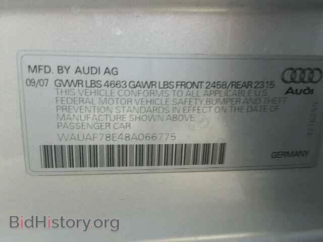 2008 AUDI A4 - VIN: WAUAF78E48A066775 - Фото 9