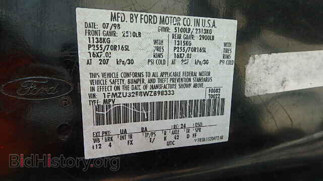 1998 FORD EXPLORER - VIN: 1FMZU32E8WZB98333 - Фото 9