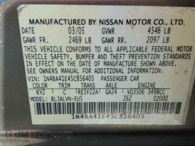 2005 NISSAN MAXIMA - VIN: 1N4BA41E45C856405 - Фото 10