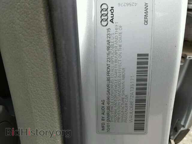 2002 AUDI A4 - VIN: WAULC68E72A135171 - Фото 9