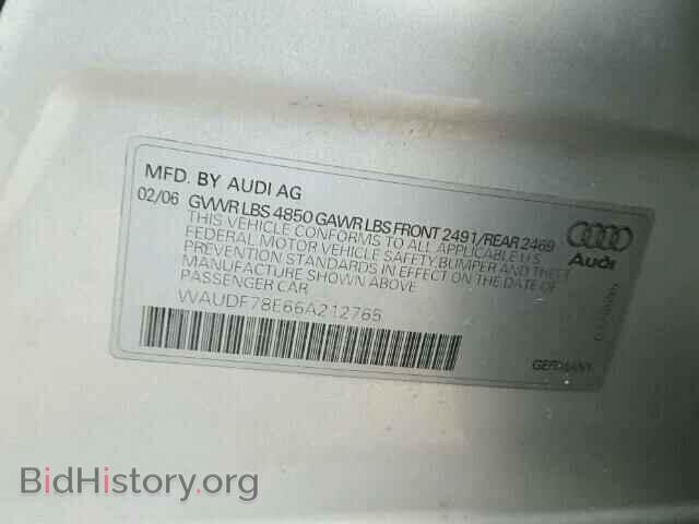 2006 AUDI A4 - VIN: WAUDF78E66A212765 - Фото 10