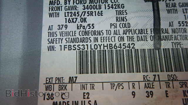 2000 FORD ECONOLINE - VIN: 1FBSS31L0YHB64542 - Photo 9