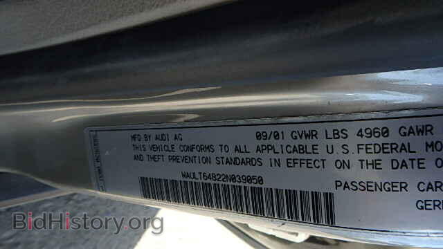 2002 AUDI A6 - VIN: WAULT64B22N039050 - Фото 9