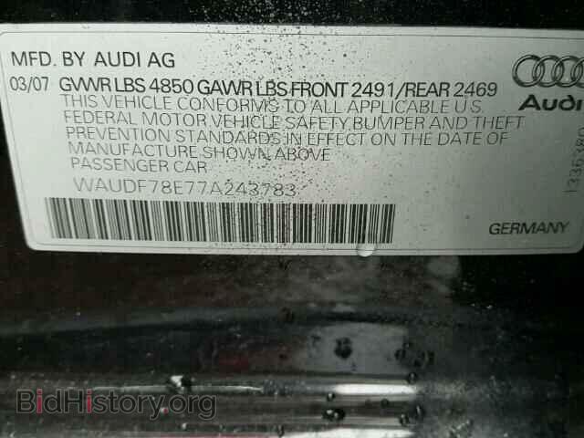 2007 AUDI A4 - VIN: WAUDF78E77A243783 - Фото 10