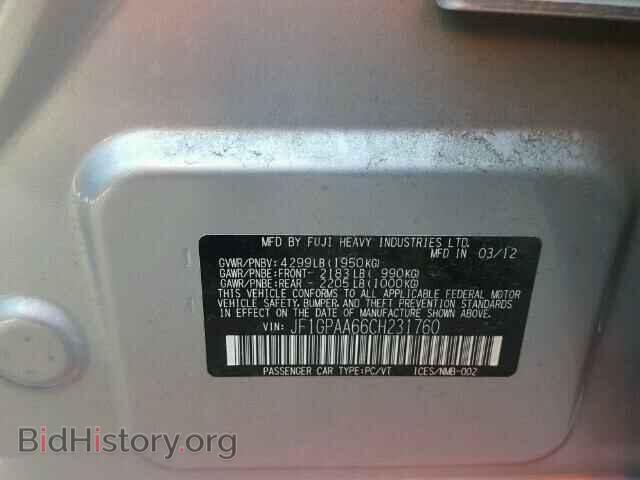 2012 SUBARU IMPREZA - VIN: JF1GPAA66CH231760 - Фото 10