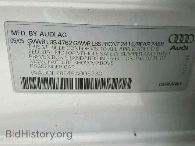 2006 AUDI A4 - VIN: WAUDF78E46A005730 - Photo 10