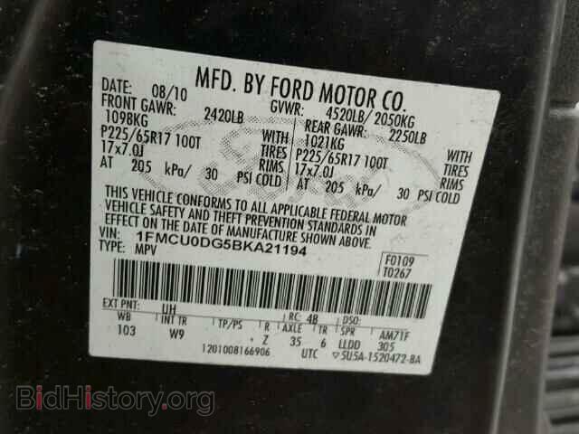 2011 FORD ESCAPE - VIN: 1FMCU0DG5BKA21194 - Photo 10
