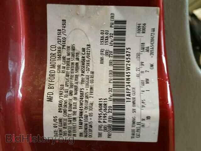 2005 FORD FOCUS - VIN: 1FAFP34N45W245875 - Фото 10