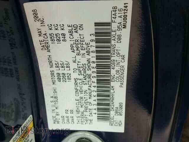 2009 MITSUBISHI ECLIPSE - VIN: 4A3AK24F99E018793 - Фото 10