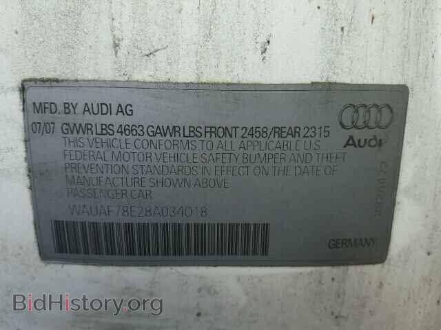 2008 AUDI A4 - VIN: WAUAF78E28A034018 - Фото 10
