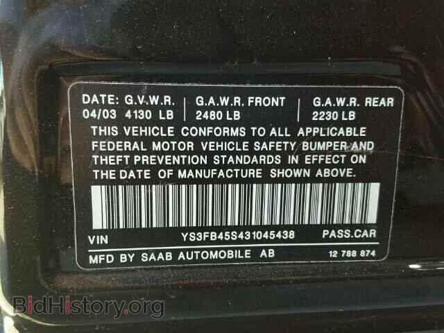 2003 SAAB 9 3 - VIN: YS3FB45S431045438 - Фото 10