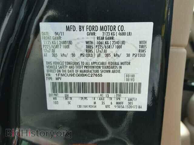 2011 FORD ESCAPE - VIN: 1FMCU9EG0BKC27655 - Фото 10
