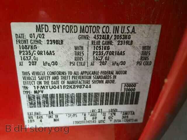 2002 FORD ESCAPE - VIN: 1FMYU04182KB98744 - Фото 10