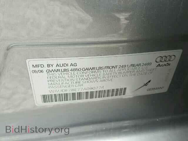 2007 AUDI A4 - VIN: WAUDF78E77A090774 - Photo 10