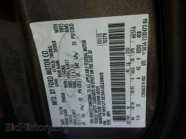 2006 FORD EXPLORER - VIN: 1FMEU73E56UB20805 - Фото 10