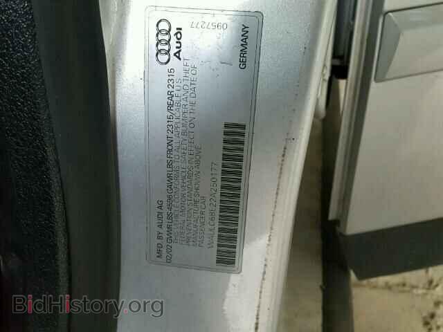 2002 AUDI A4 - VIN: WAULC68E22A250177 - Фото 10