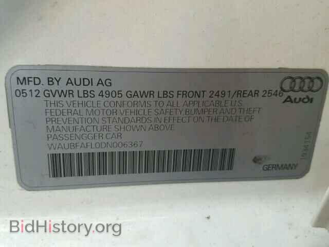 2013 AUDI A4 - VIN: WAUBFAFL0DN006367 - Фото 10